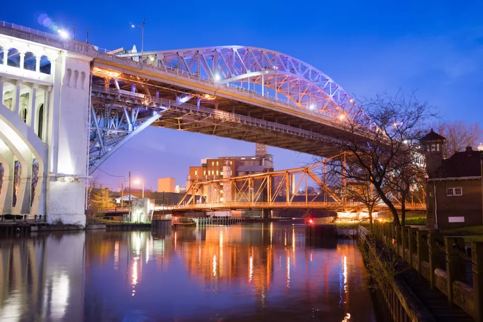 Former Detroit-Superior Bridge (now Veterans Memorial Bridge) in Cleveland, Ohio.